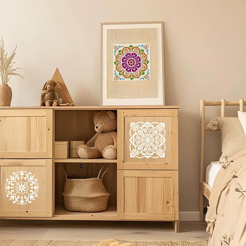 Resflyar 8 PCS Reusable Stencils, Mandala Templates for Painting on Fabric Furniture Wood Floor Wall Tile DIY Art Scrapbook Home Decoration, 5 x 5 Inch - Image 5